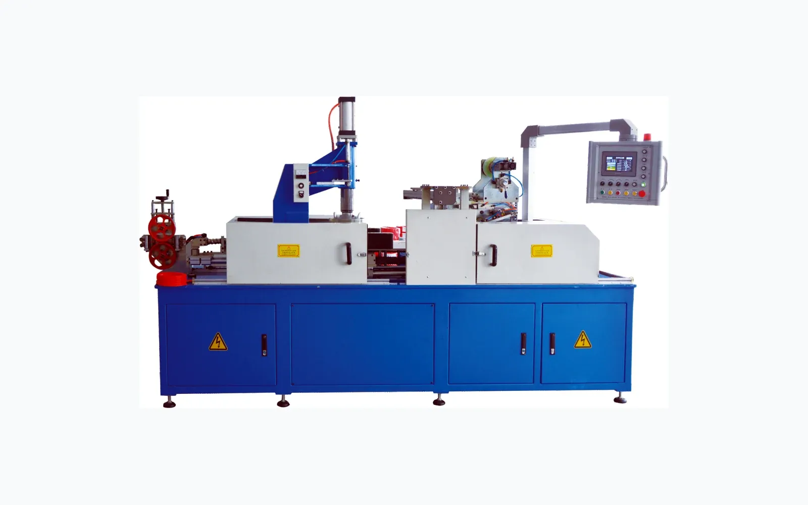 Coiling and wrapping machine