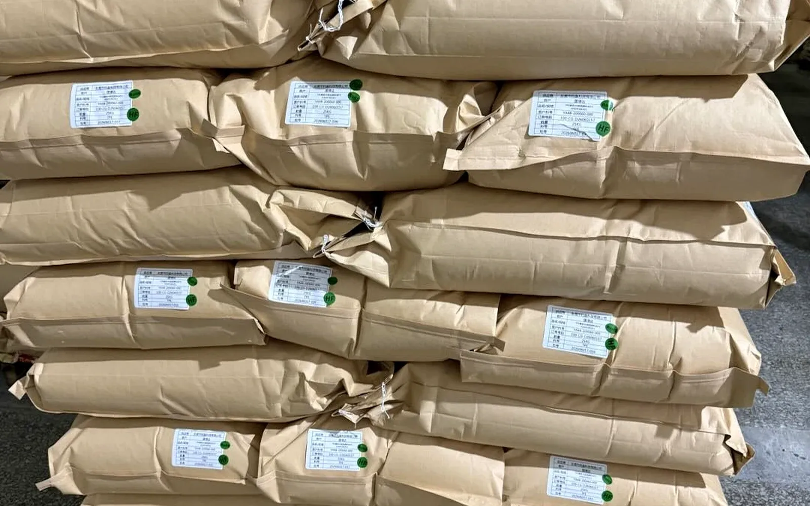Finished bagged cable compound ready for shipment