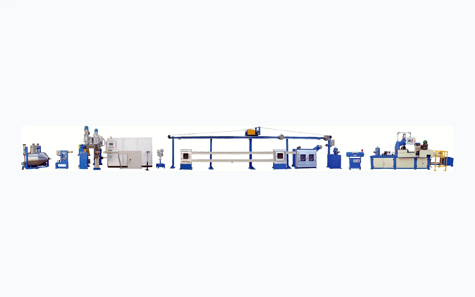 Irradiation cross-linking and vulcanization line for rail and marine cable